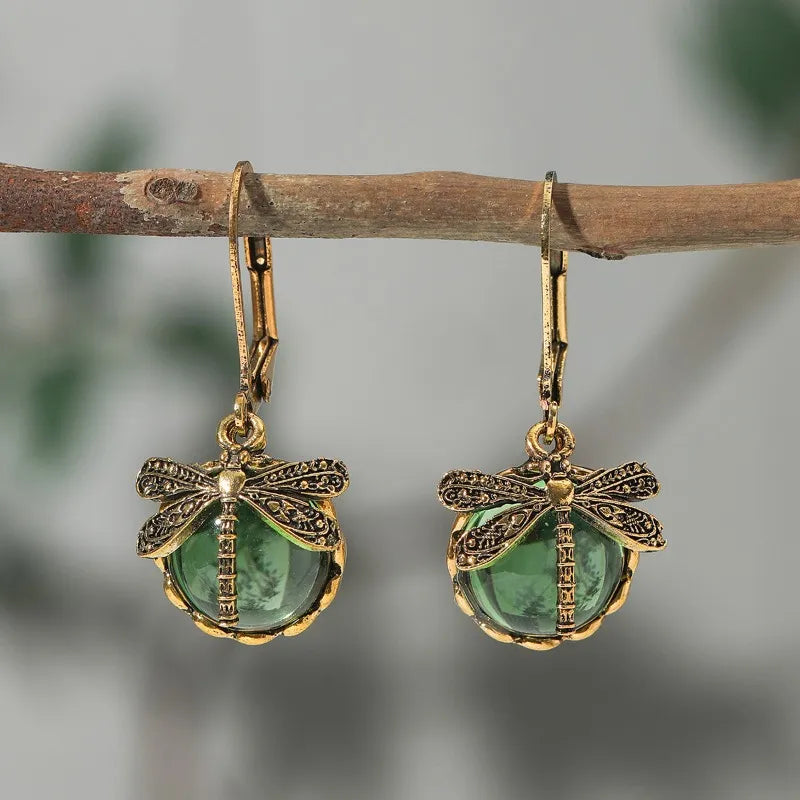 Boucles d'oreilles Libellule Bohème Vintage