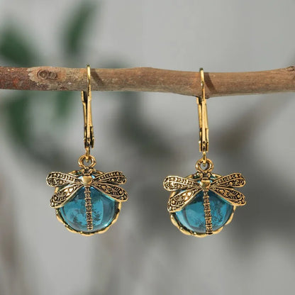 Boucles d'oreilles Libellule Bohème Vintage