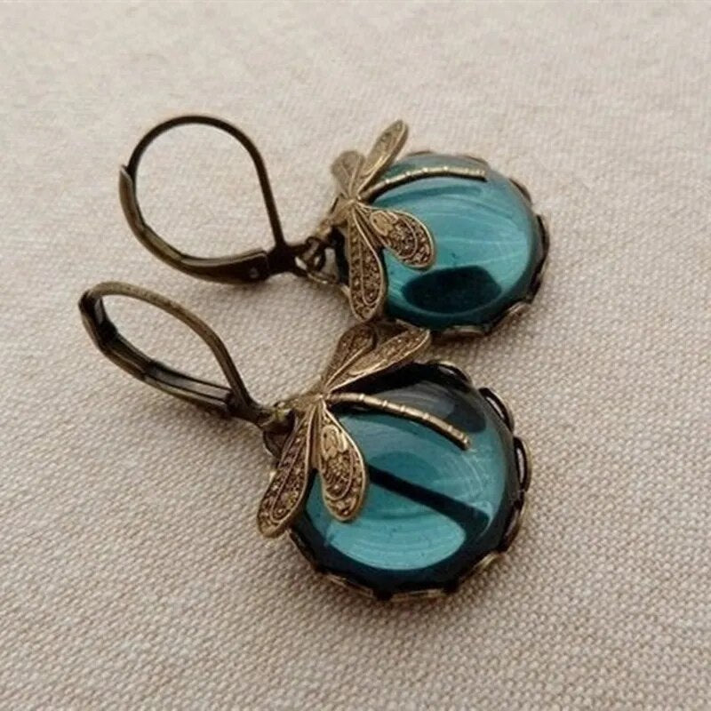 Boucles d'oreilles Libellule Bohème Vintage