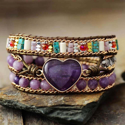 Bracelet Amour de Soi avec Pierre Naturelle d'Améthyste