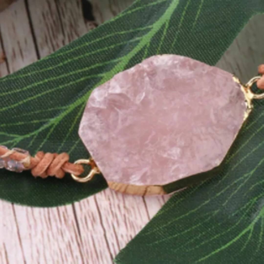 Bracelet de l'Amour en Pierres Quartz Rose et Rhodochrosite